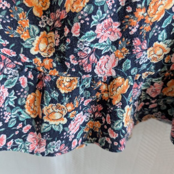Old Navy Linen Blend Floral Cami Dress Ruffle Hem Smocked back Size Large - Picture 6 of 10
